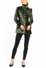 Long blazer in olive-green silk velvet