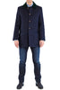 Steppjacke aus Melangeloden in marineblau