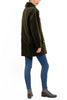 Short Coat in olive cashmere corduroy with an olive-green rex rabbit collar