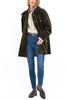 Short Coat in olive cashmere corduroy with an olive-green rex rabbit collar