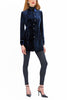 Long Blazer from dark blue embossed velvet.