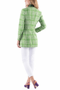 Langer Blazer aus apfelgrünem Sommer-Tweed