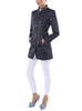 Langblazer aus gestricktem Leoparden-Jacquard in blau