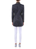 Langblazer aus gestricktem Leoparden-Jacquard in blau