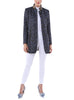 Langblazer aus gestricktem Leoparden-Jacquard in blau