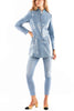 Denim-Jacke mit transparenten Pailletten