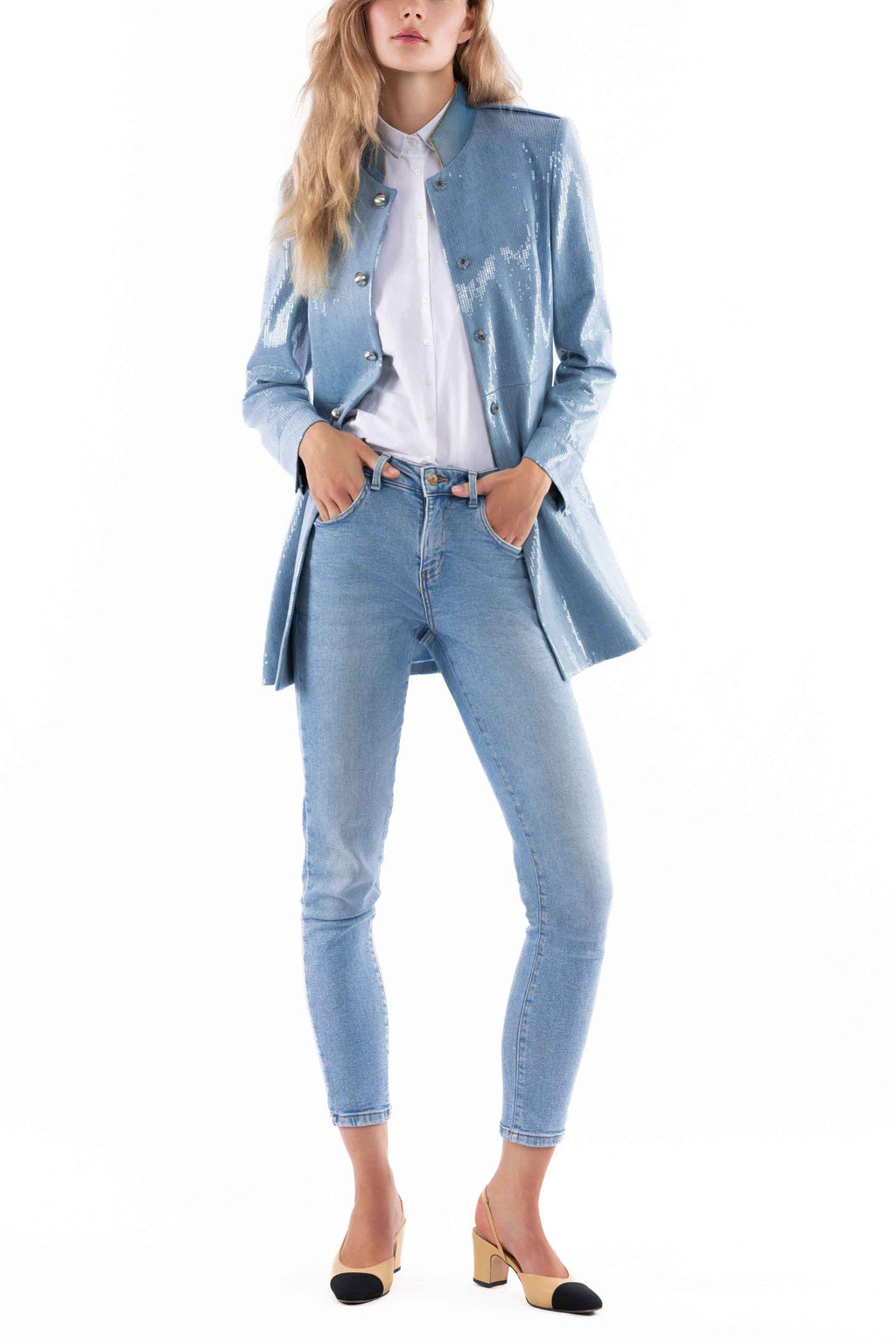 Denim jacket with translucent Sequins – VON DÖRNBERG - MUNICH