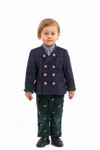 Kinderjanker aus marinefarbenem Merino-Loden