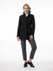 Long blazer in brown wool with a black velvet leopard pattern
