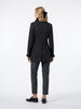 Long blazer in brown wool with a black velvet leopard pattern