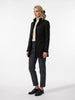 Long blazer in brown wool with a black velvet leopard pattern