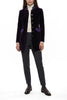 Long blazer from aubergine coloured velvet and silk
