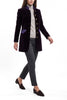 Long blazer from aubergine coloured velvet and silk