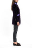 Long blazer from aubergine coloured velvet and silk