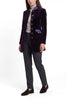 Long blazer from aubergine coloured velvet and silk