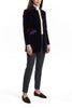 Long blazer from aubergine coloured velvet and silk