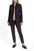 Long blazer in brown wool with a black velvet leopard pattern