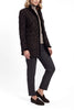 Long blazer in brown wool with a black velvet leopard pattern