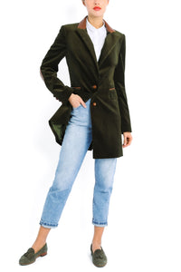 Langblazer aus olivem Cashmere-Kord
