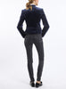 Short peplum blazer from Italian cotton-velvet in midnight blue