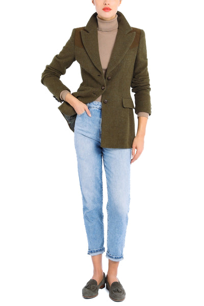 Blazer aus Shetland-Tweed in oliv
